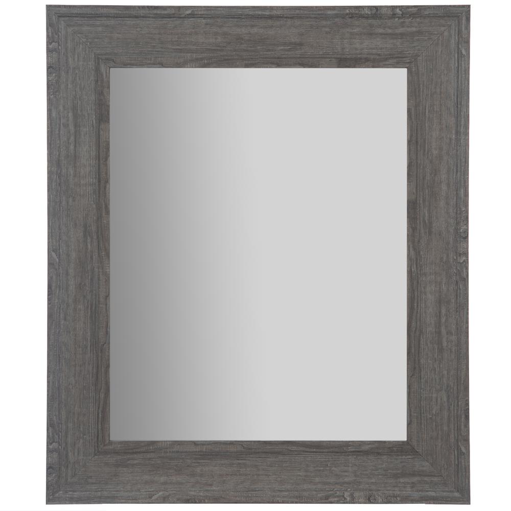 Woodgrain Framed Rectangular Graywash Decorative Mirror