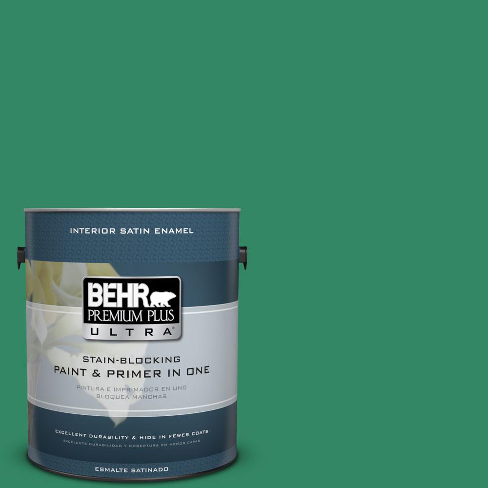 BEHR Premium Plus Ultra 1gal. P4206 Exquisite Emerald Satin Enamel