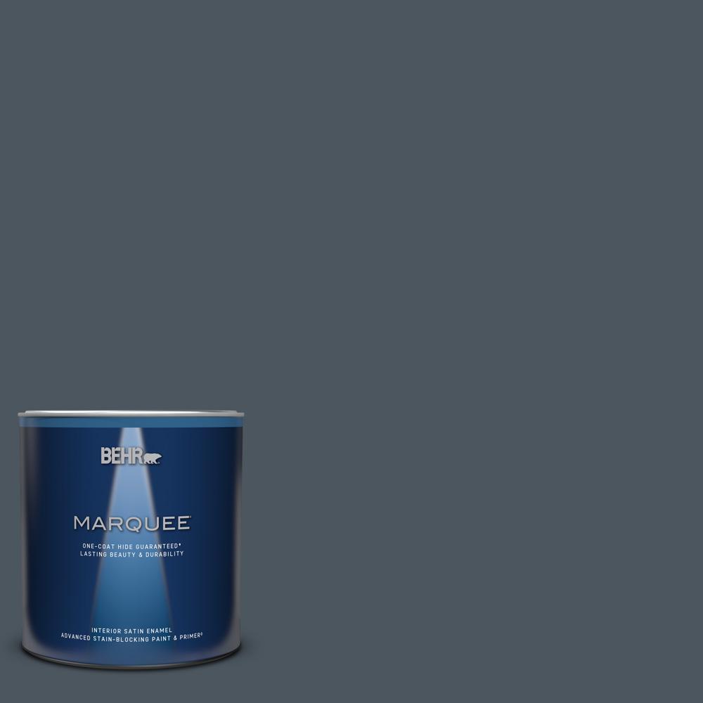BEHR MARQUEE 1 qt. N4807 Midnight Blue OneCoat Hide Satin Enamel