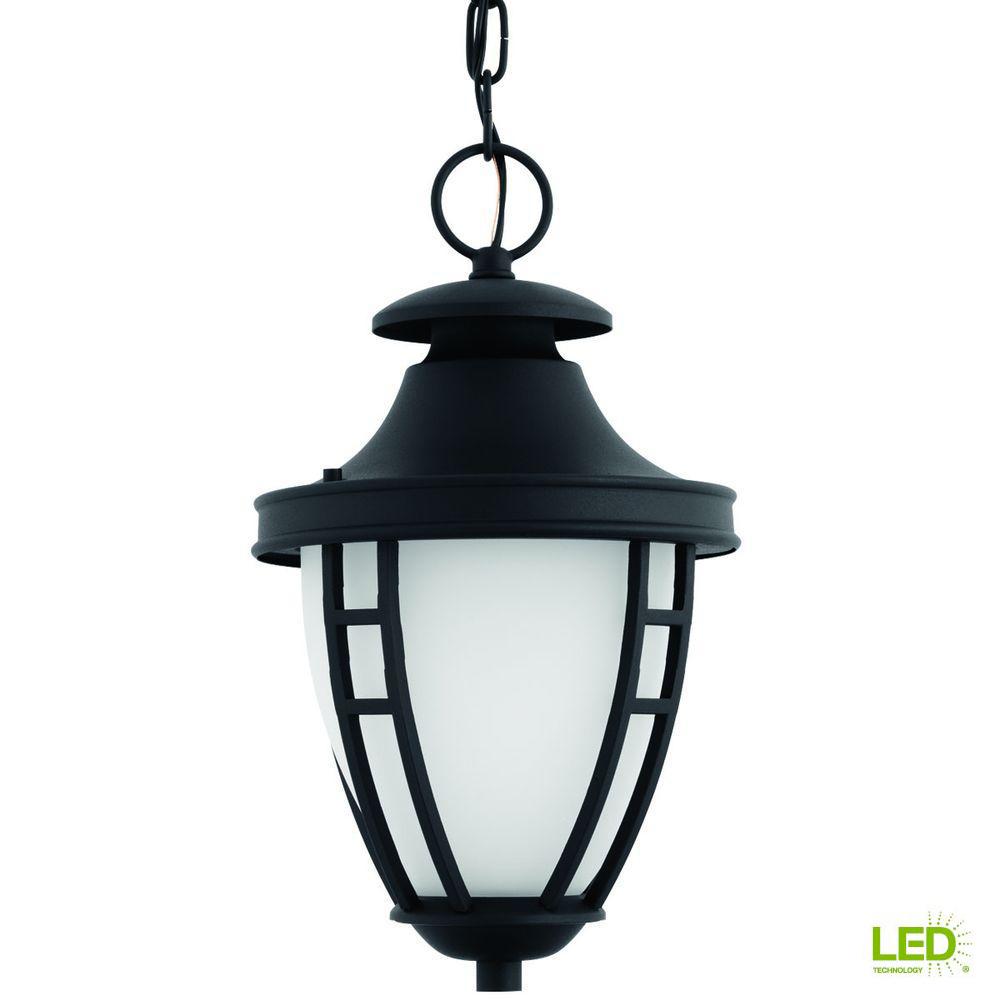 Progress Lighting Integrated Led Outdoor Pendant Lights Fairview Collection 1 Light Outdoor Textured Black Led Hanging Lantern