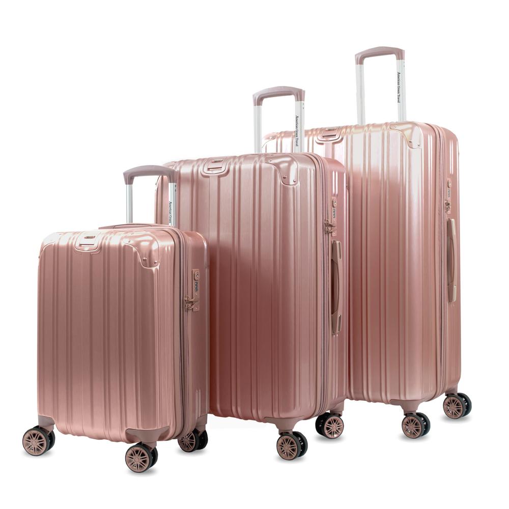 American Green Travel Melrose S 3-Piece Rose Gold Polycarbonate Anti ...