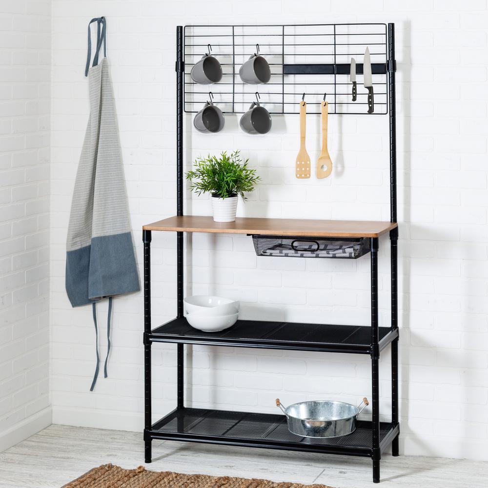 Honey Can Do Black Matte Bakers Rack Shf 08455 The Home Depot Honey Can Do Black Matte Bakers Rack