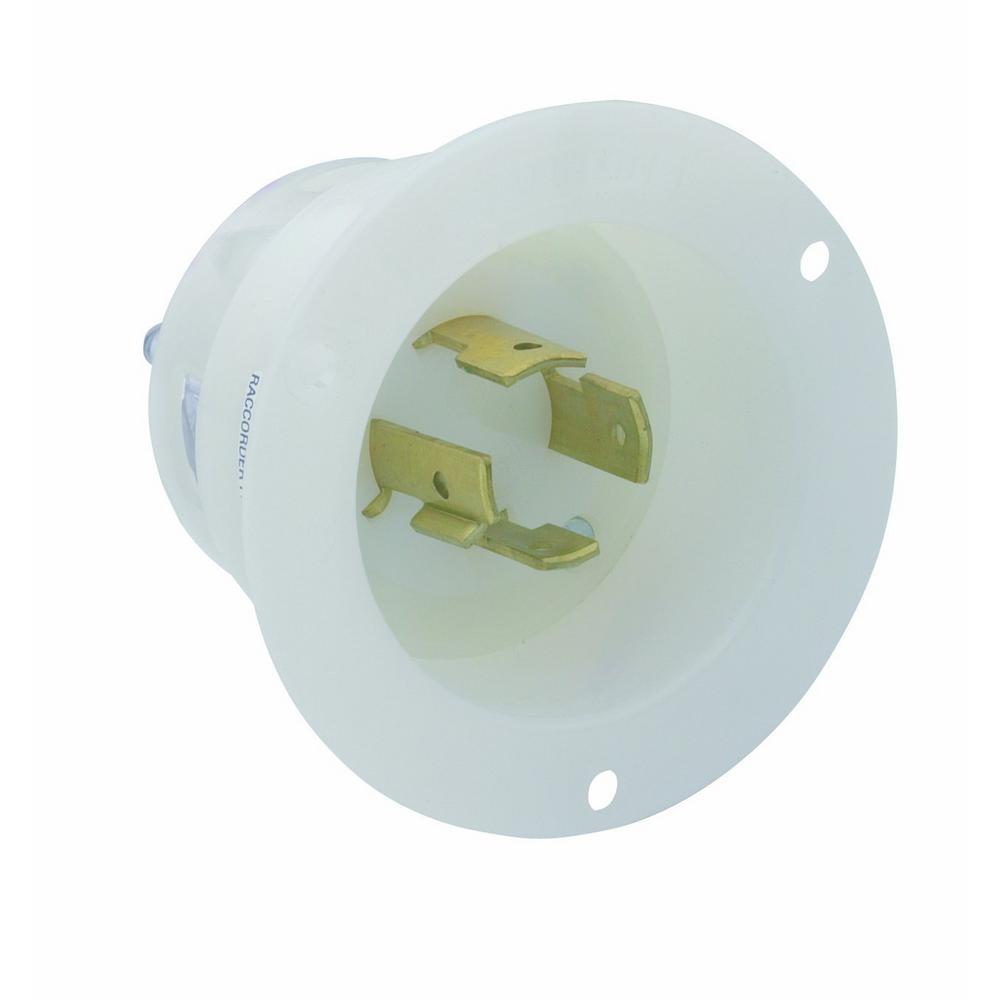 Leviton 20 Amp 250-Volt Flanged Inlet Grounding Straight Blade Outlet ...