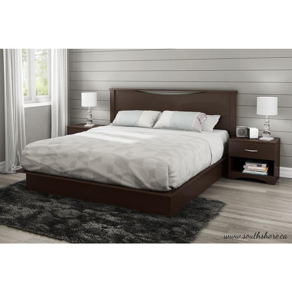 South Shore Step One 2 Drawer King Size Platform Bed in Chocolate 