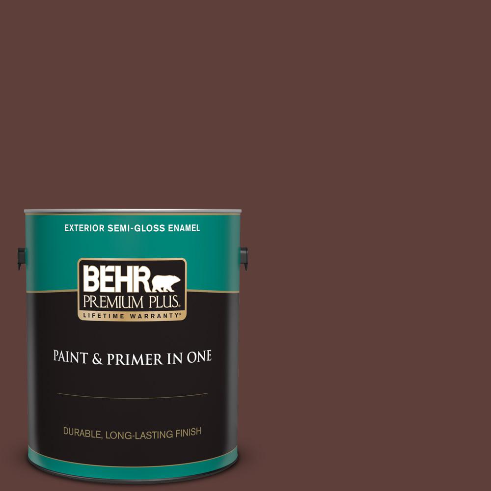 Behr Premium Plus 1 Gal Pmd 62 Black Plum Semi Gloss Enamel Exterior Paint And Primer In One