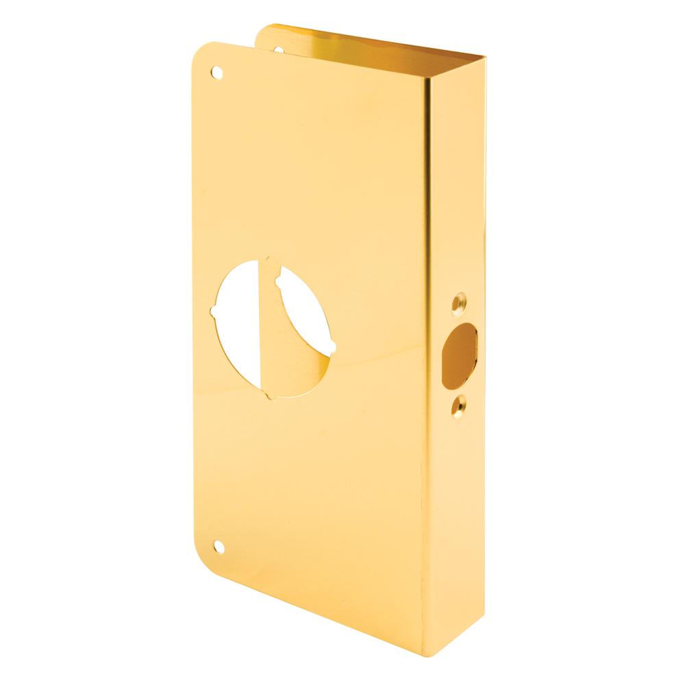 PrimeLine 13/8 in. x 9 in. Thick Solid Brass Lock and Door Reinforcer, 21/8 in. Single Bore