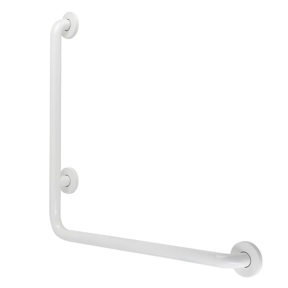 Kingston Brass 24 in. x 24 in. LShaped Grab Bar Right Hand in White