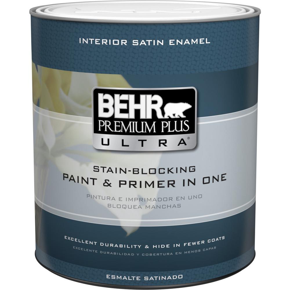 BEHR Premium Plus Ultra 1 qt. Ultra Pure White Satin ...