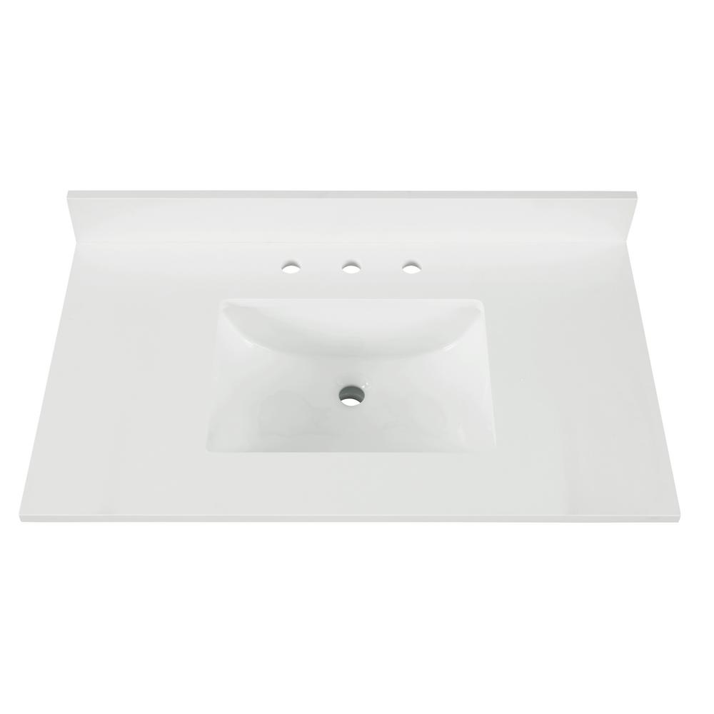 Carrara White Marble Color Sink Combo, Vanity Top And Sink Combo