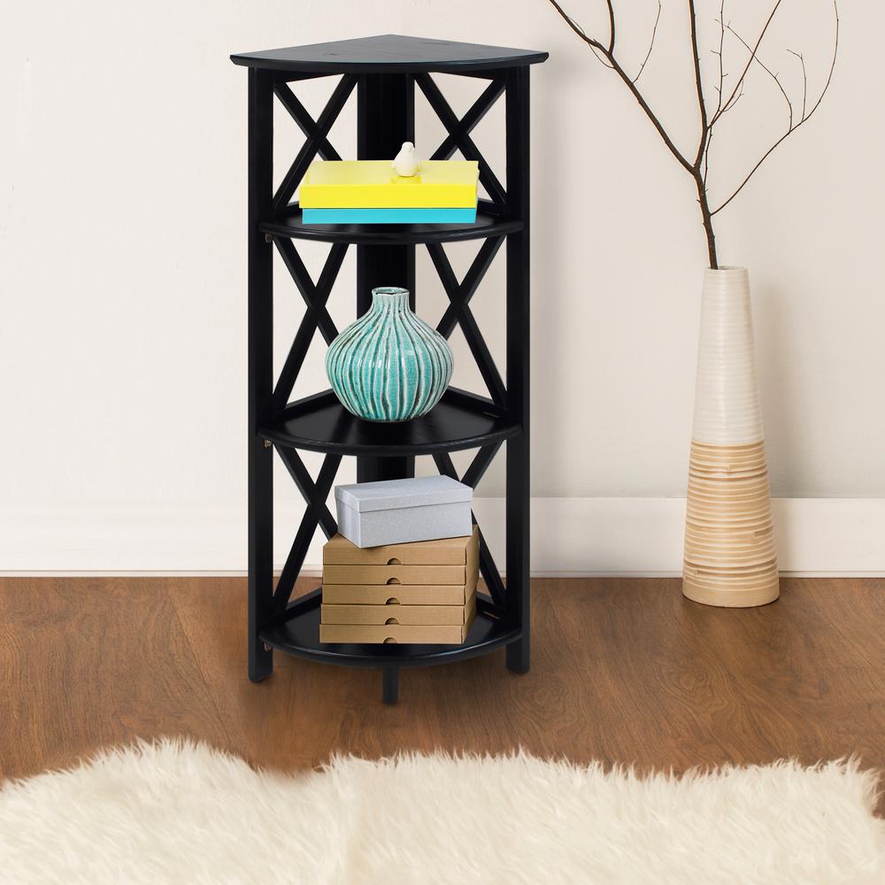 Casual Home X Design Black 4 Shelf Corner Folding Bookcase 301 12 Casual Home X Design Black 4 Shelf Corner Folding Bookcase