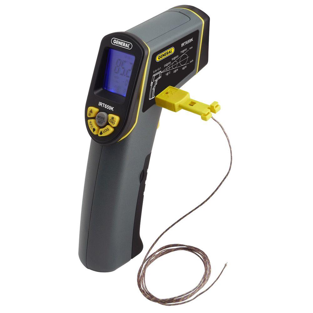 General Tools Industrial IR Thermometer With K Probe And