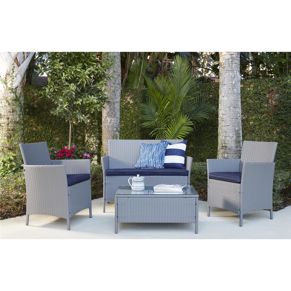 Cosco Jamaica 4-Piece Jamaica Gray Resin Wicker Patio Deep Seating Conversation... by Cosco