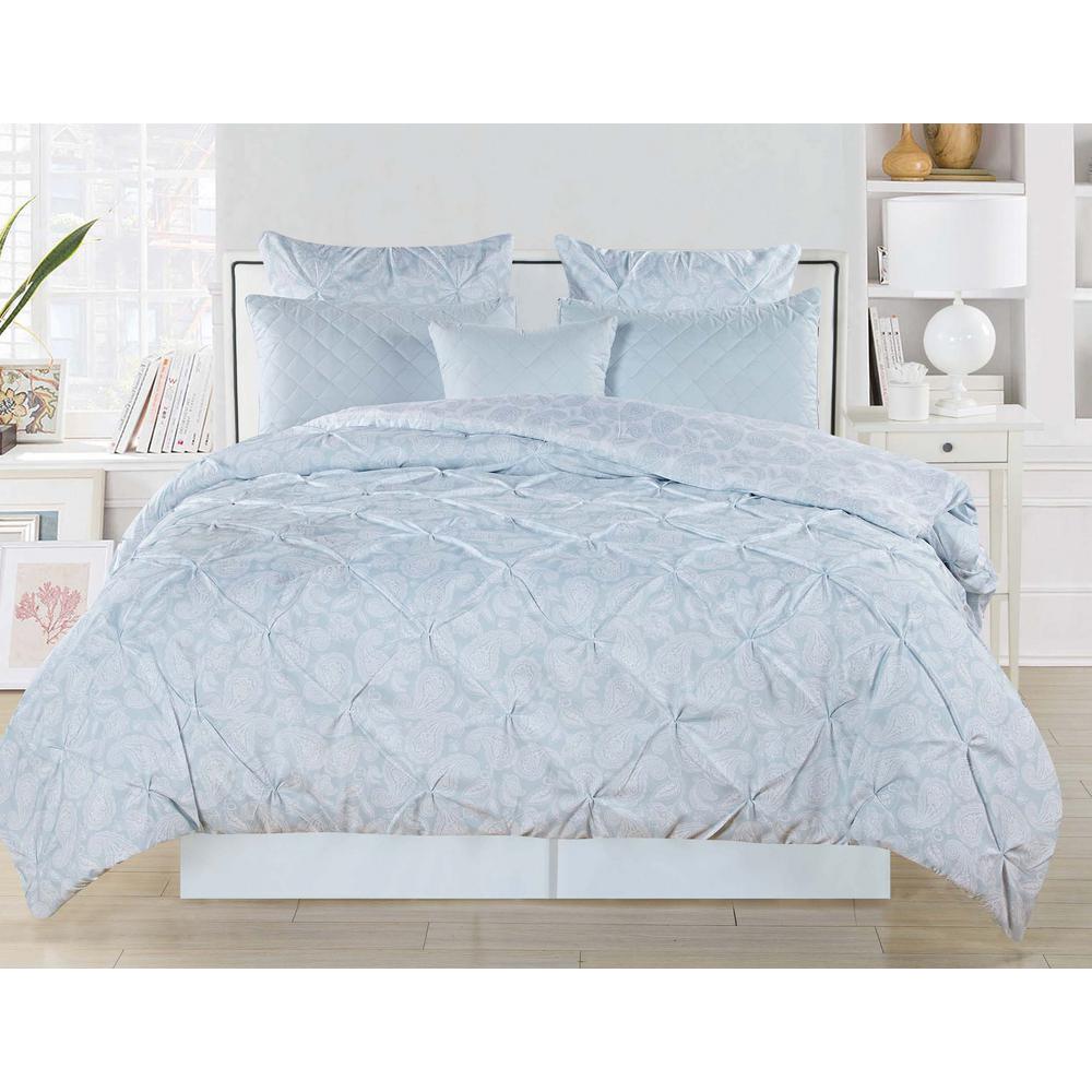 Home Maison Surus Reversible Pintuck Comforter Set In Blue Sudbl 6