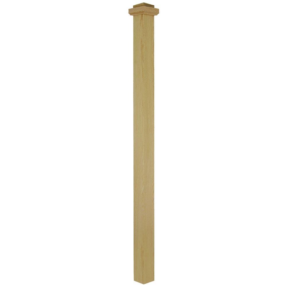 Stair Parts 56 in. x 3-1/2 in. Red Oak Box Newel Post-4075R-056-SD00L ...