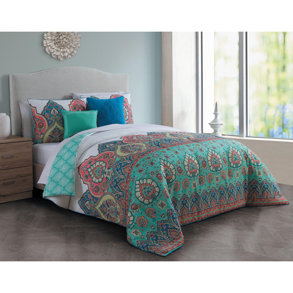 Details About Livia 5 Piece Jade Queen Comforter Set Bedding Linen Cover Bedroom Reversible