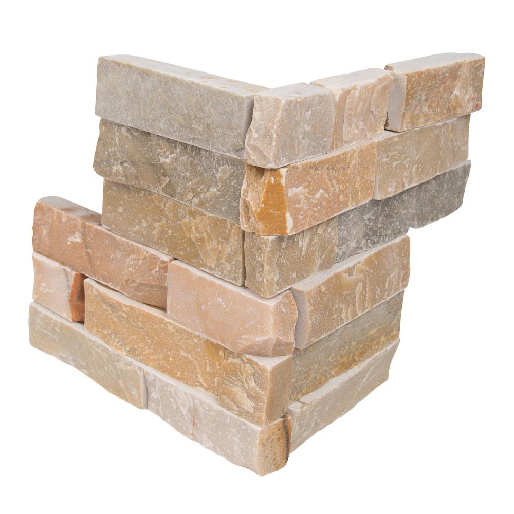 Golden Honey Ledger Corner 6 in. x 6 in. x 6 in. Natural Quartzite Wall Tile (2 sq. ft. / case)