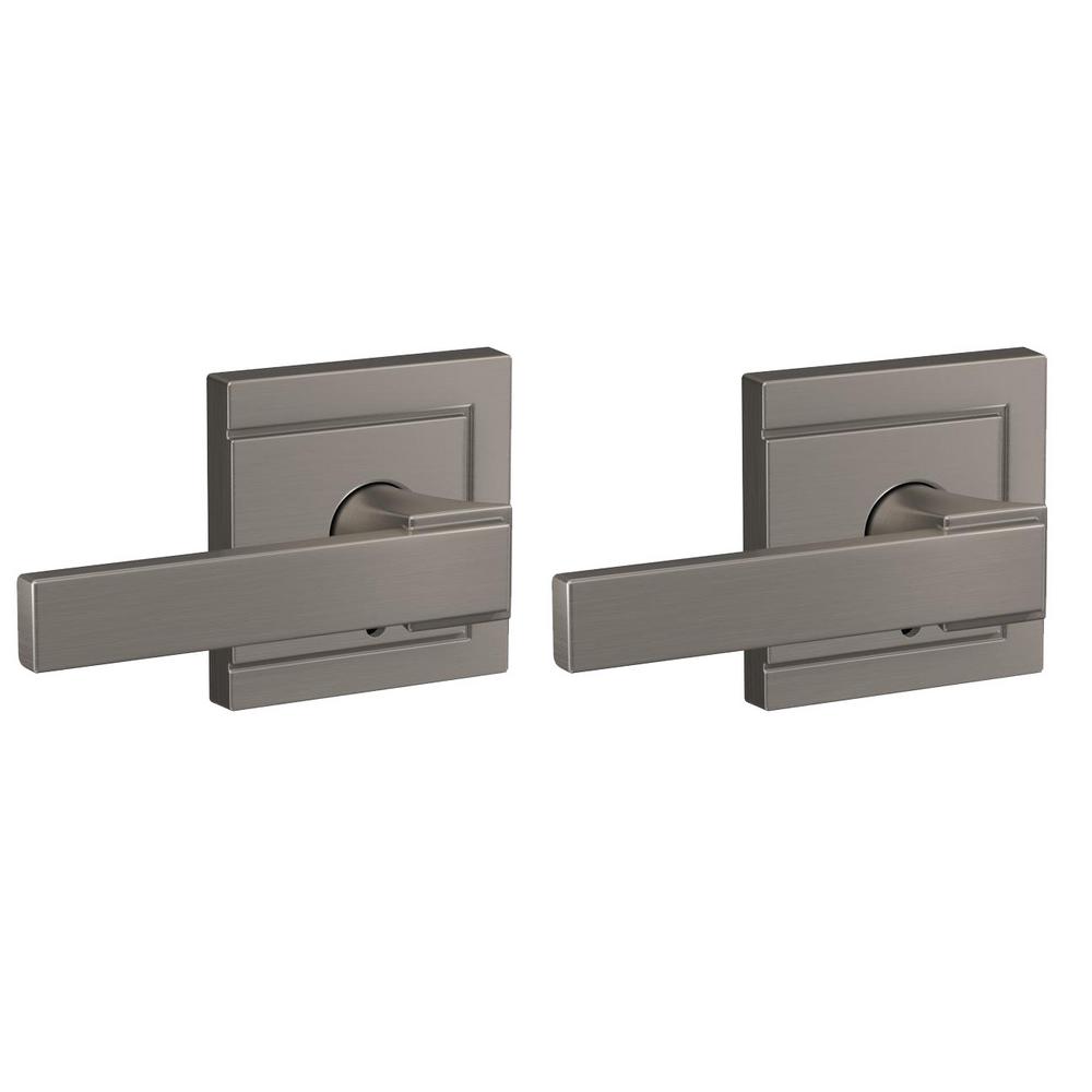 Schlage Northbrook Satin Nickel Entry Door Lever with Upland TrimF51 V