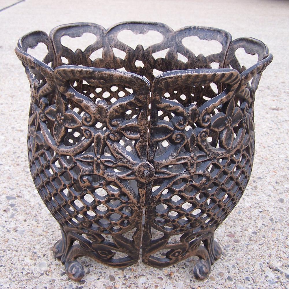 Metal Bronze Plant Stand Planters Garden Center The Home Depot Round Flower Pot Cast Aluminum