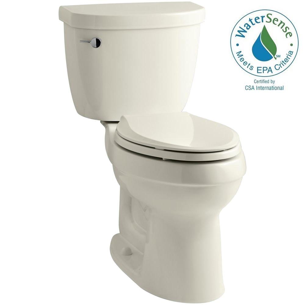 KOHLER Cimarron 2 Piece 1 28 GPF High Efficiency Elongated Toilet With   Biscuit Kohler Two Piece Toilets K 3609 96 64 1000 