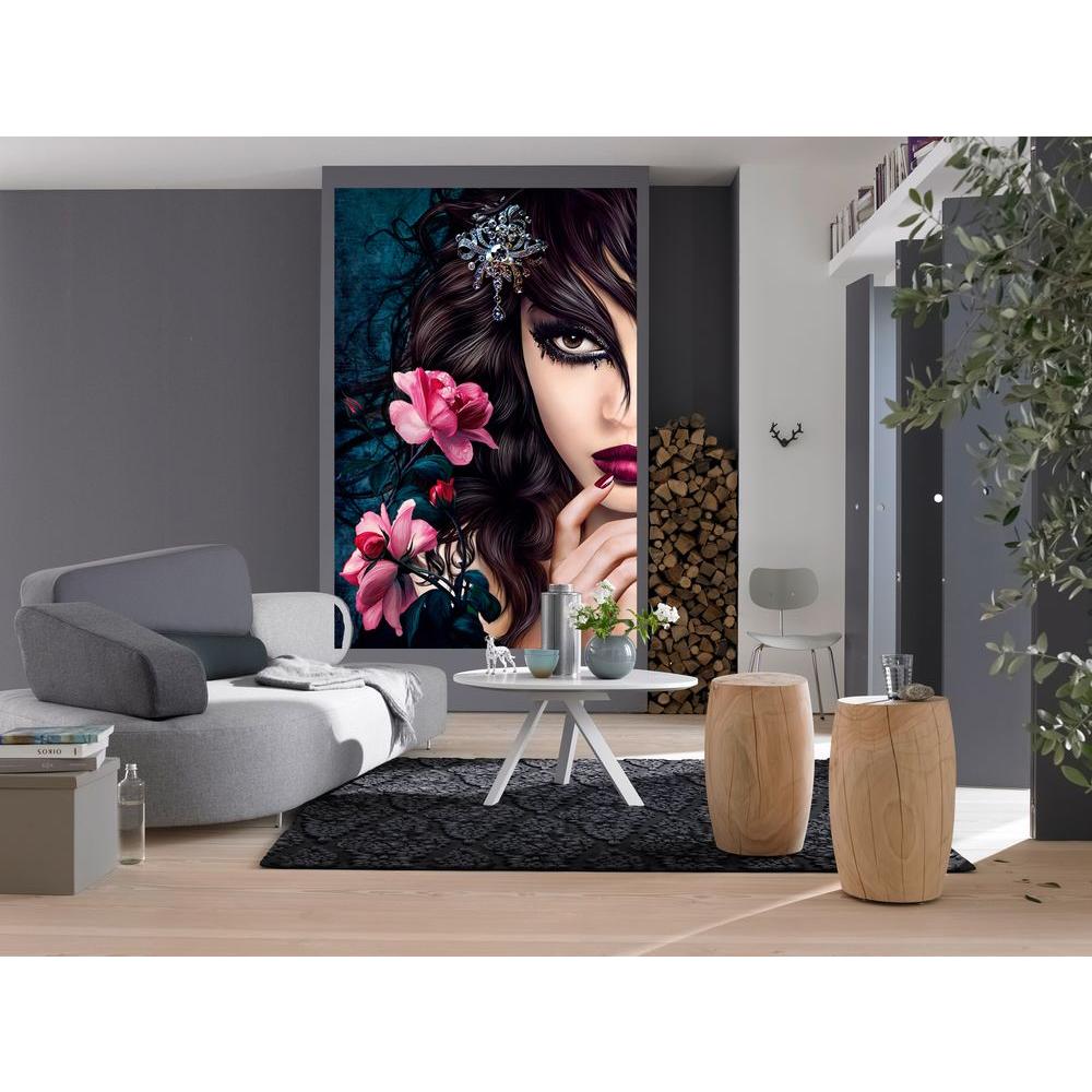 Ideal Decor 69 in. x 45 in. Midnight Rose Wall Mural-DM637 - The Home Depot