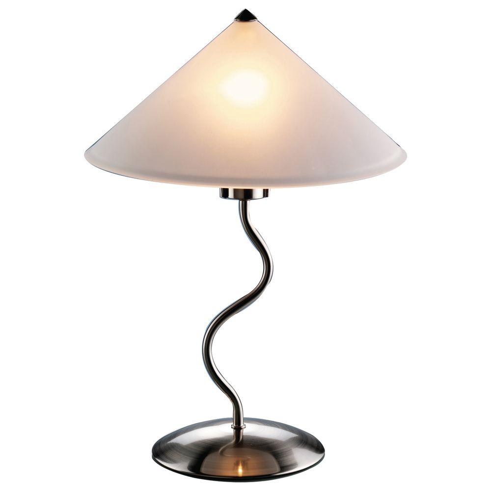 Lumisource 19 In Brushed Metal Silver Indoor Touch Table Lamp With Frosted Glass DOE LI LAMP