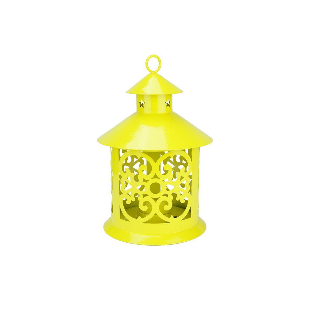 Northlight 8 In Shiny Yellow Votive Or Tealight Candle Holder Lantern With Star And Scroll Cutouts