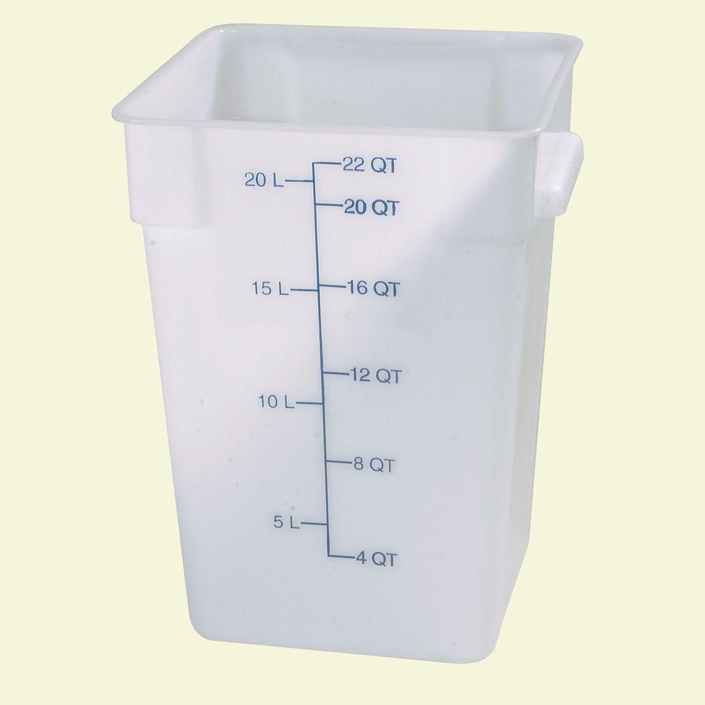 22 Qt Polyethylene Square Food Storage Container In White Case Of 6
