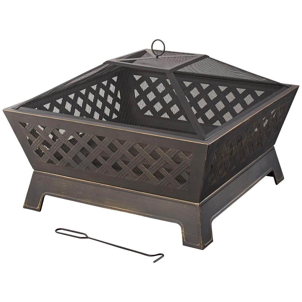 Tipton 34 in. Steel Deep Bowl Fire Pit in Oil Rubbed Bronze with Cover