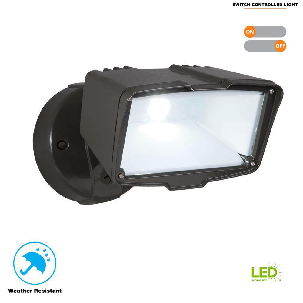 Hardwired Floodlights Outdoor Security Lighting Bronze Integrated Led Outdoor Security Flood Light Switch Controlled 2100 Lumens 5000k Daylight