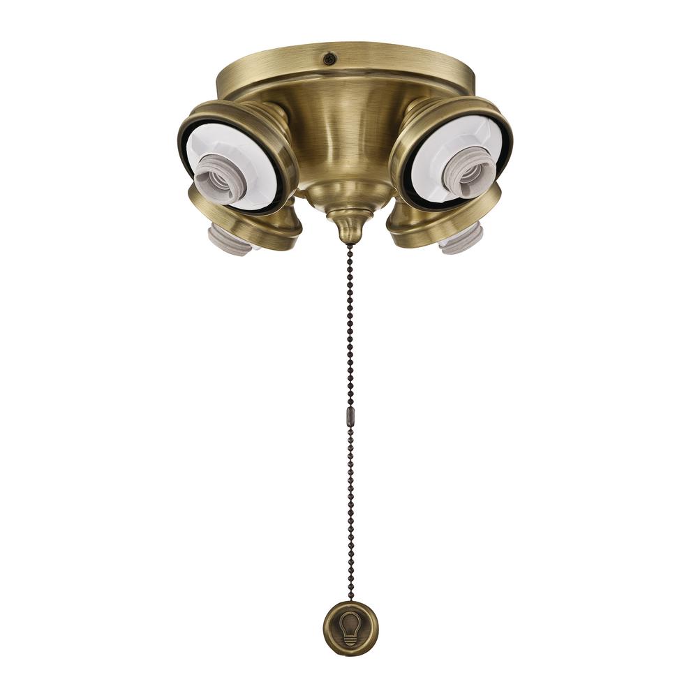 FANIMATION 4-Light Antique Brass Ceiling Fan Fitter LED Light Kit-F8AB