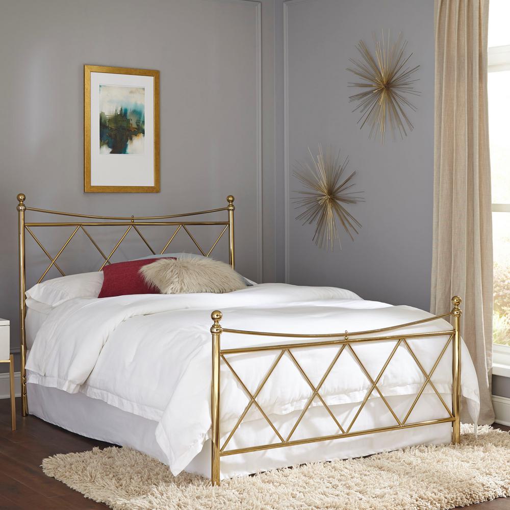 Fashion Bed Group Lennox Classic Brass Full Bed Frame With Metal Duo ...