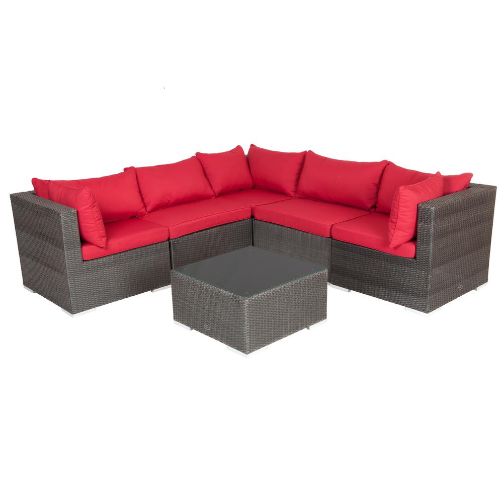 Patio Sense Sino Mocha All Weather Wicker Sectional Sofa Set With Red Cushion And Table 62173 The Home Depot - Patio Table Leg Pads Patio Sense Sino Mocha All Weather Wicker Sectional Sofa Set With Red Cushion And Table 62173 The Home Depot - Patio Table Leg Pads