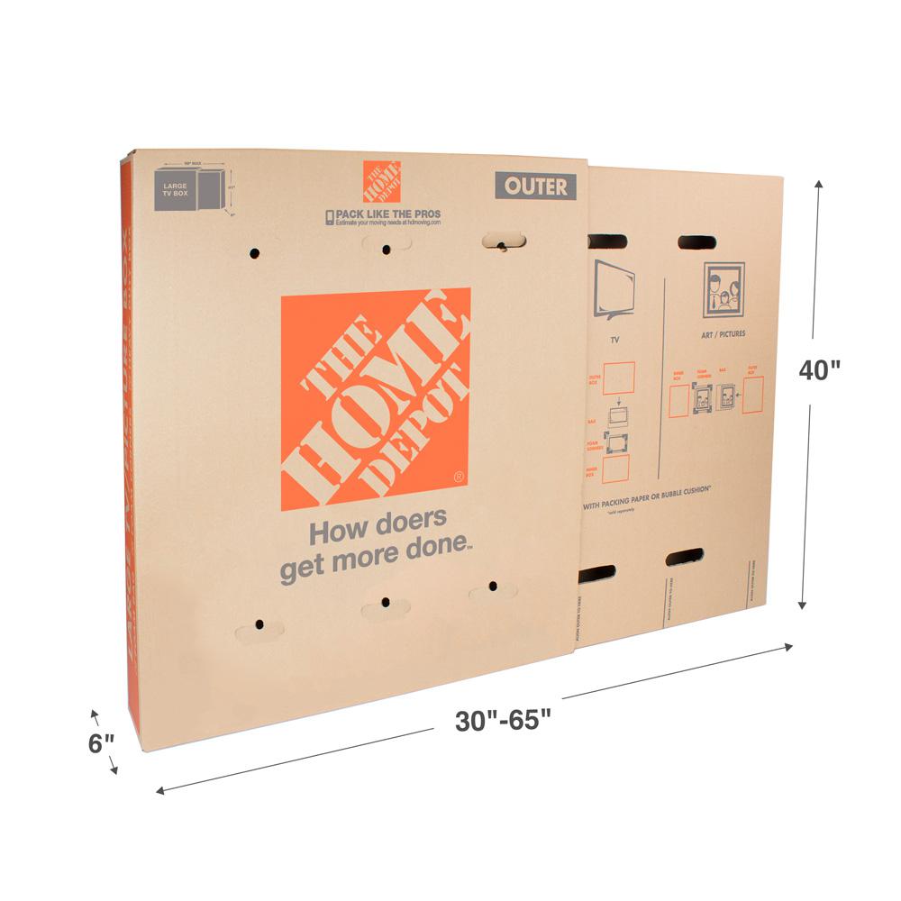 The Home Depot Heavy Duty Large Adjustable Tv And Picture Moving Box With Handles 2 Pack Lrgtvbox2 The Home Depot