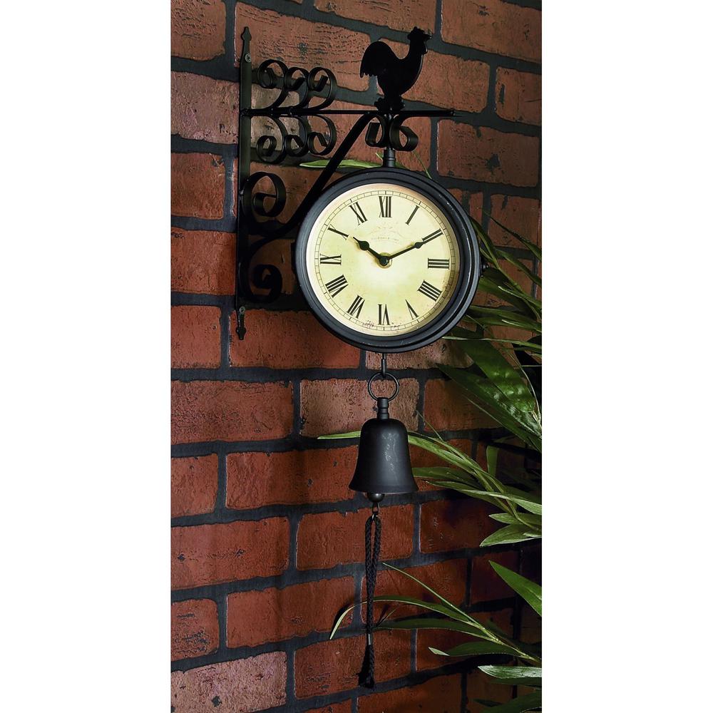 22 in. x 10 in. DoubleSided Metal Hanging Clock35412 The Home Depot