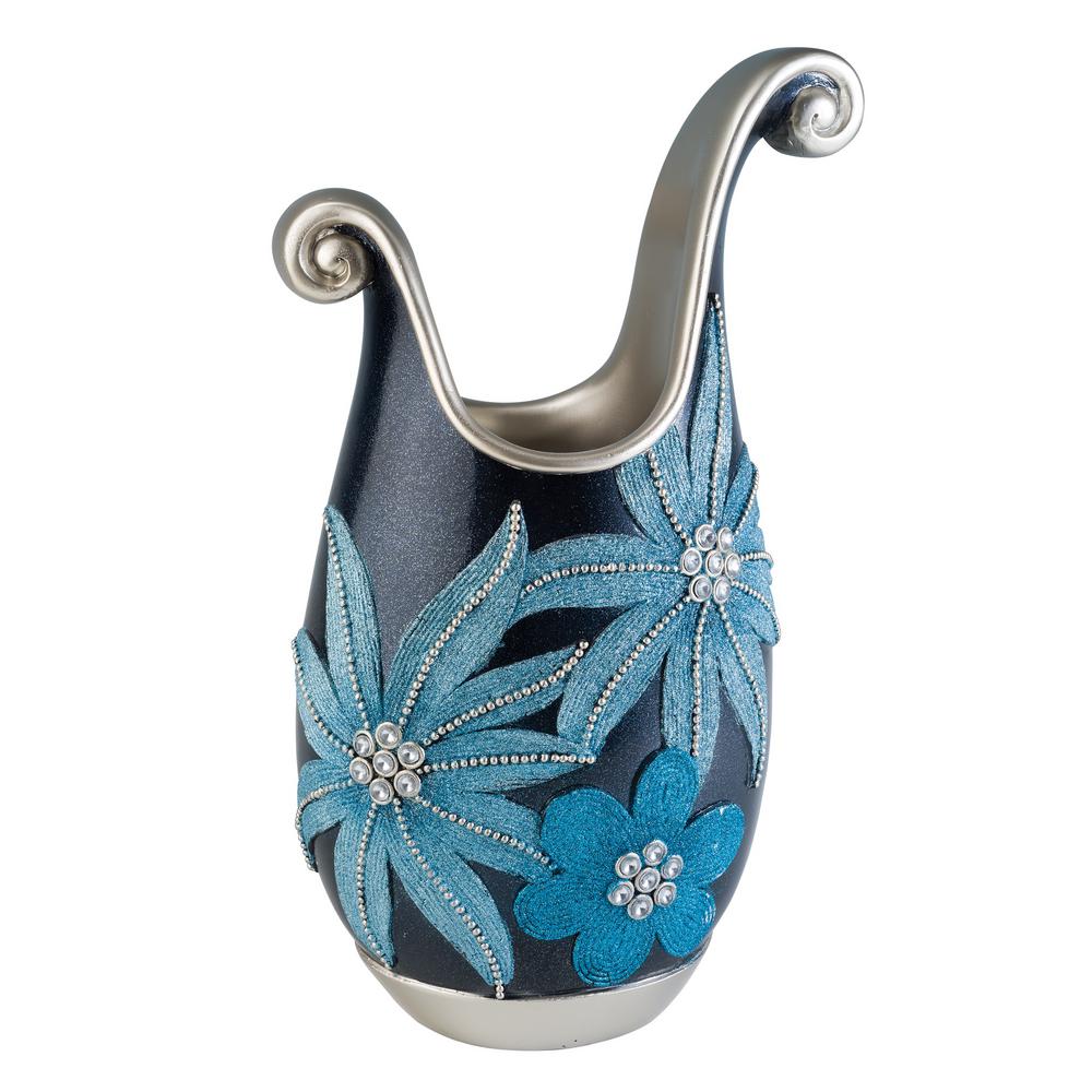 Ok Lighting Aqua Demeter Blue Polyresin Decorative Vase Ok 4251v