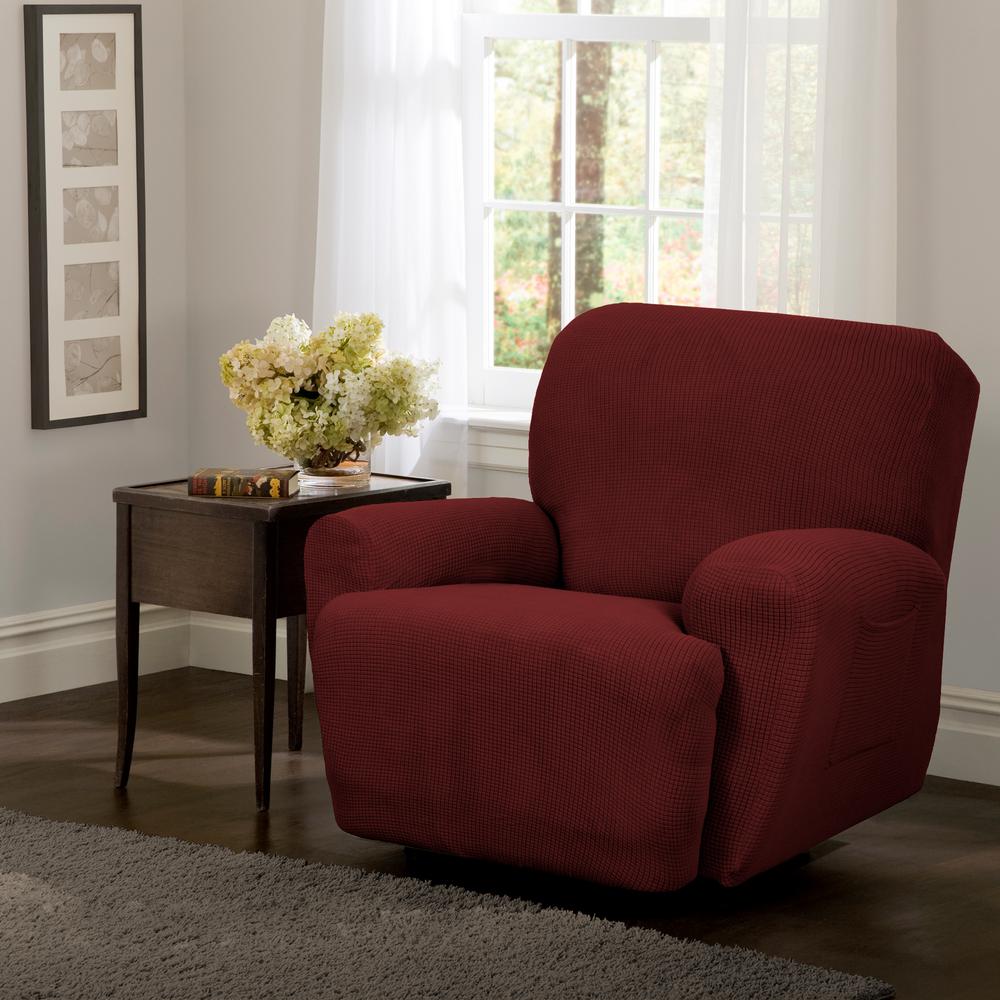 Maytex Reeves Stretch 4Piece Red Recliner Slipcover 4100509jRED The