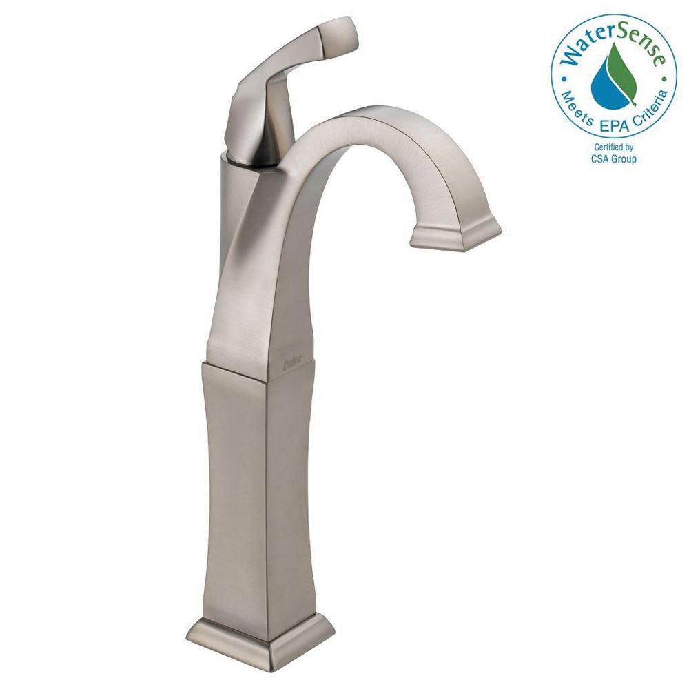 Delta Linden Single Hole Single Handle Vessel Bathroom Faucet In   Stainless Delta Vessel Bathroom Sink Faucets 751 Ss Dst 64 145 