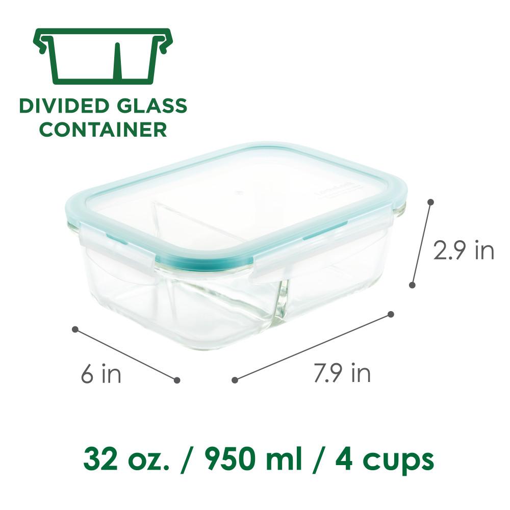 Lock Lock Purely Better Glass Divided Rectangular Food Storage Container 32 Ounce Llg445c The Home Depot