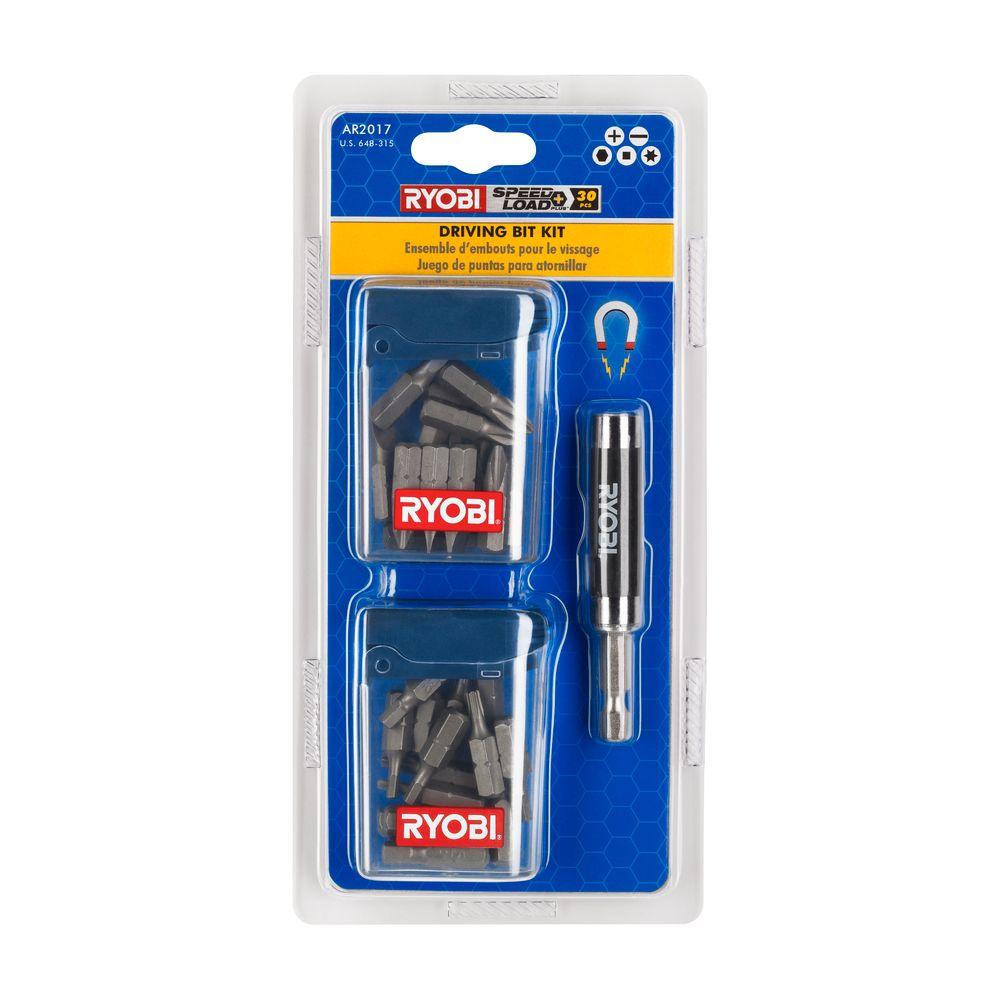 Ryobi Speed Load Plus Driver Bit Set with Compact Screw Guide (30Piece