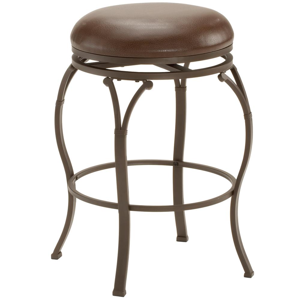 Noble House Laramie 30 in. Chocolate Brown Leather Backless Bar Stool (Set of 2) 296230 The
