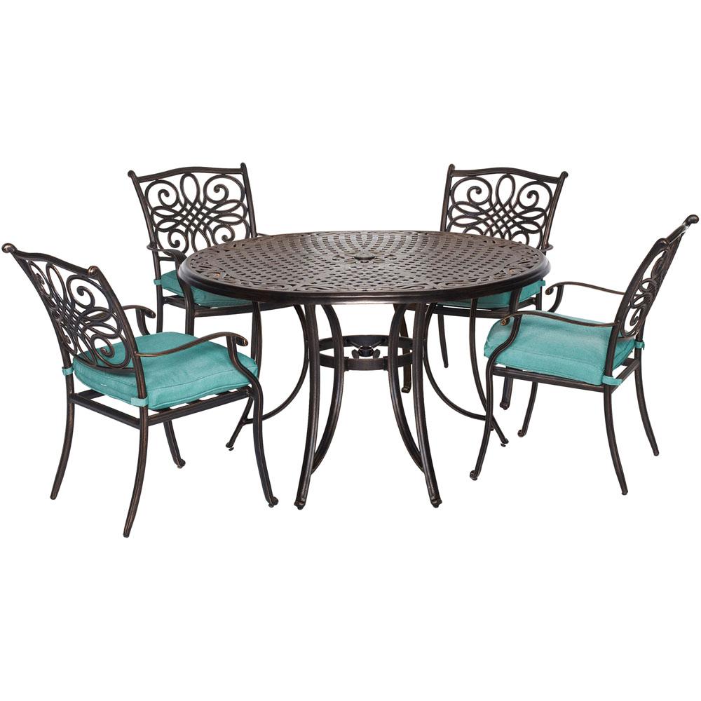 Cambridge Seasons 5Piece AllWeather Round Patio Dining Set with Blue
