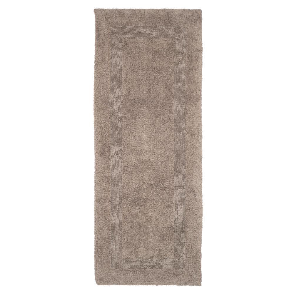Lavish Home Taupe 2 ft. x 5 ft. Cotton Reversible Extra Long Bath Rug