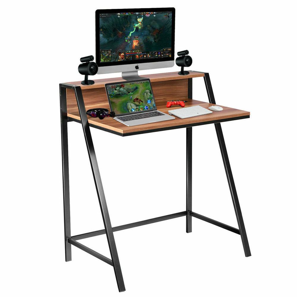 Costway 2 Tier Computer Desk Pc Laptop Table Study Writing Home