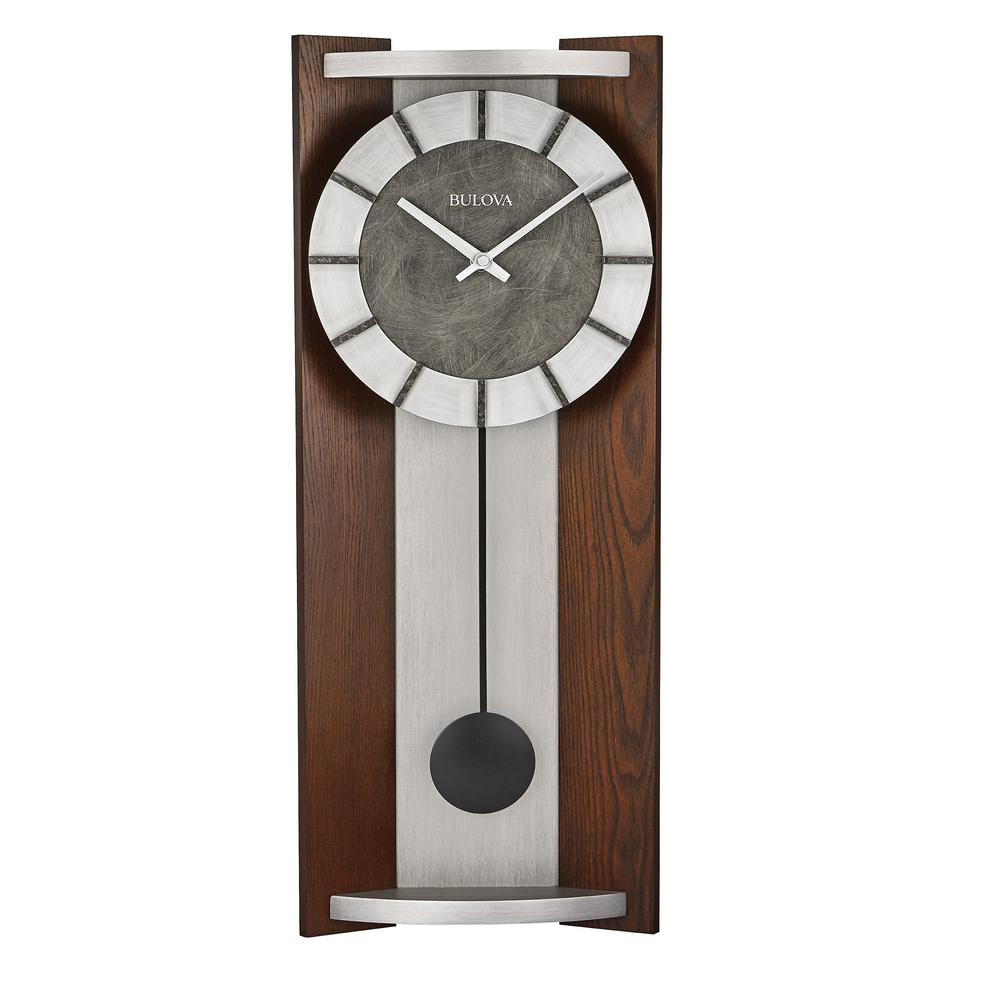 Bulova Contemporary Urban Rectangular Wall Clock with Hardwood Case in