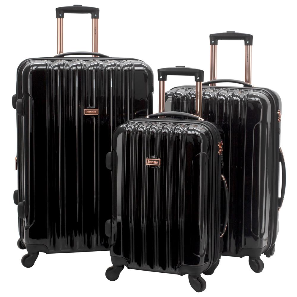 Kensie 3Piece Metallic Vertical Rolling Luggage Set with Spinner