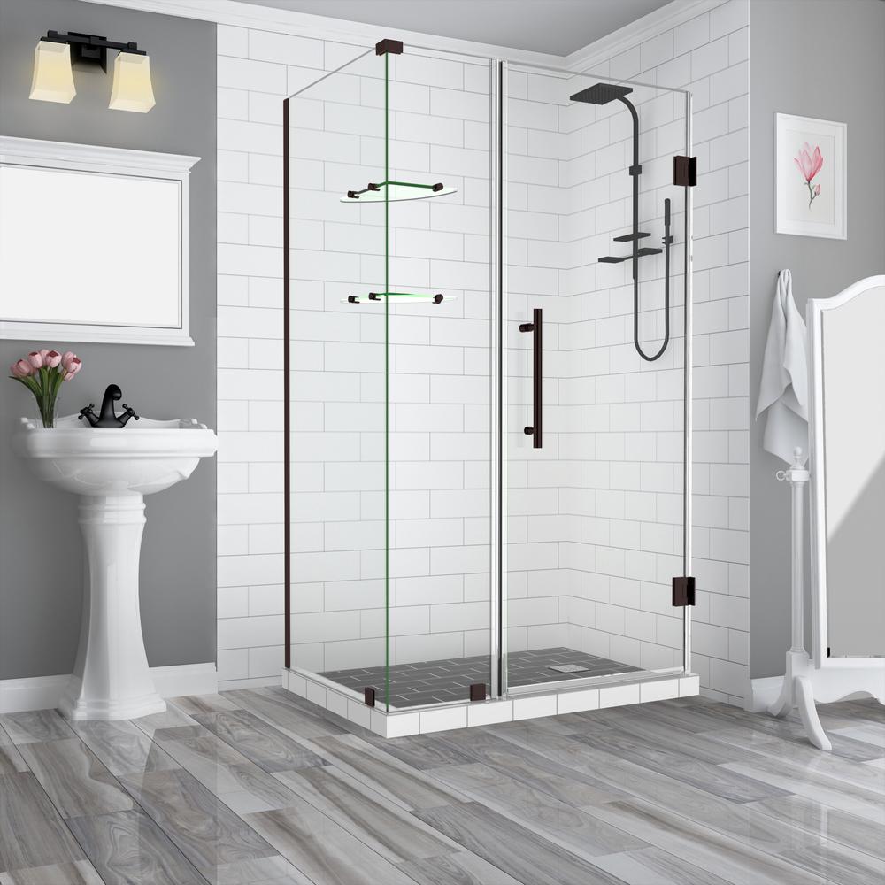 Aston Bromleygs 45 25 To 46 25 X 34 375 X 72 Frameless Corner Hinged Shower Door With Glass