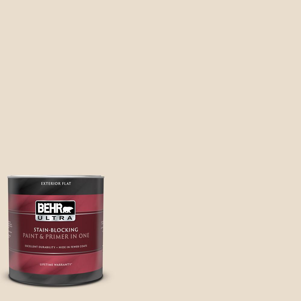 BEHR ULTRA 1 qt. #23 Antique White Flat Exterior Paint and Primer in ...