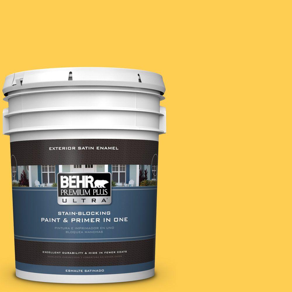 BEHR Premium Plus Ultra 5 gal. T1605 Canary Diamond Satin Enamel Exterior Paint985305 The