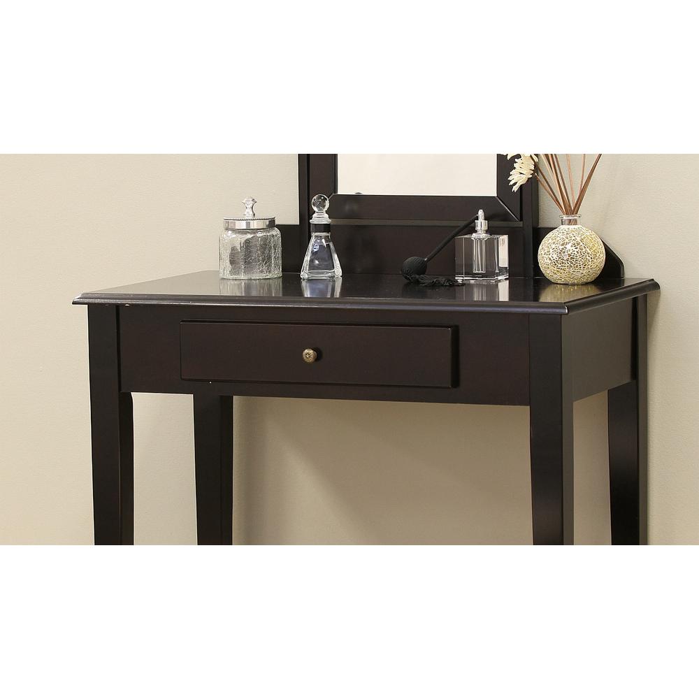 Frenchi Furniture Wood 3 Pc Vanity Set In Espresso Finish Frenchi Furniture Wood 3 Pc Vanity Set In Espresso Finish Megaware