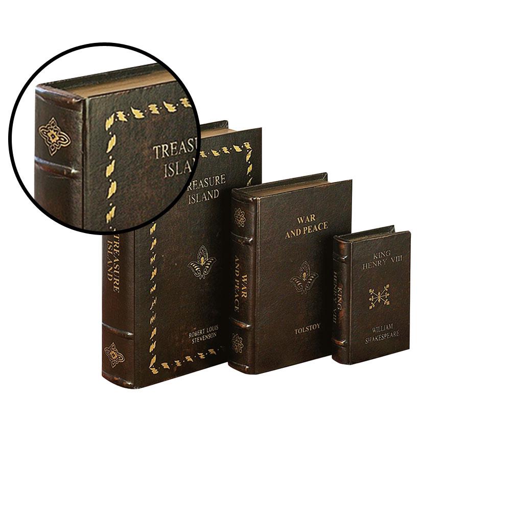 Faux Wood Set of 3 Storage Set Jolitac Decorative Book Boxes Pattern Antique Book Invisible box Storge Box with Magnetic Cover Butterfly